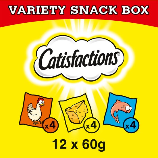 Catisfactions Kattensnacks Variety Snack Box Kip & Kaas & Zalm 12x60g