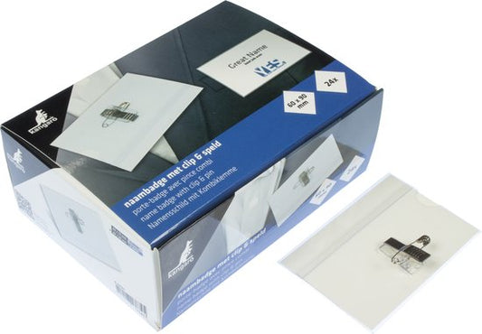 Kangaro naambadge 60x90mm met clip, speld en insteekkaartjes